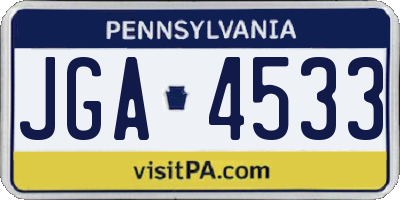 PA license plate JGA4533