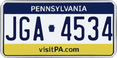 PA license plate JGA4534