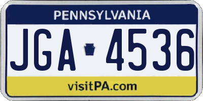 PA license plate JGA4536