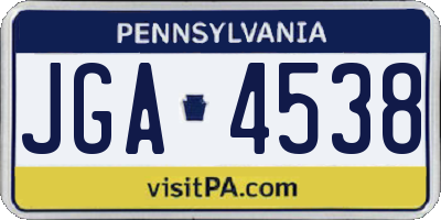 PA license plate JGA4538