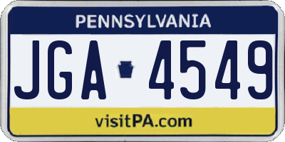 PA license plate JGA4549