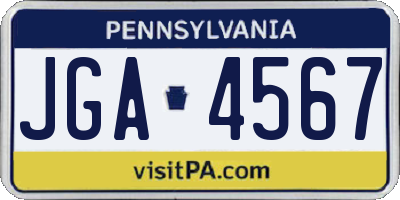 PA license plate JGA4567