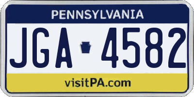 PA license plate JGA4582