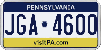 PA license plate JGA4600
