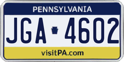 PA license plate JGA4602