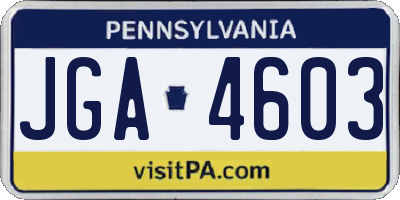 PA license plate JGA4603