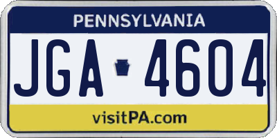 PA license plate JGA4604