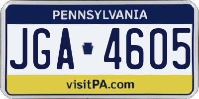 PA license plate JGA4605