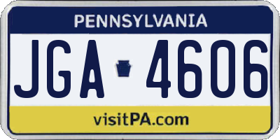 PA license plate JGA4606