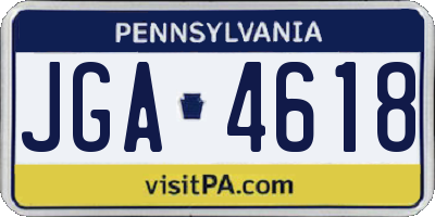 PA license plate JGA4618