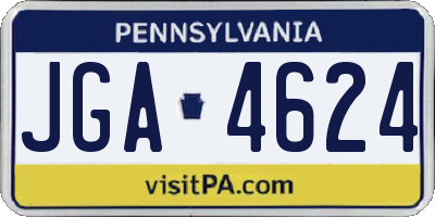 PA license plate JGA4624