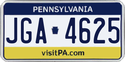 PA license plate JGA4625