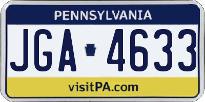 PA license plate JGA4633