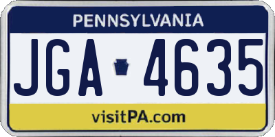 PA license plate JGA4635