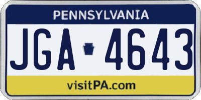 PA license plate JGA4643