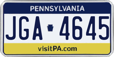 PA license plate JGA4645