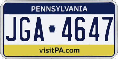 PA license plate JGA4647