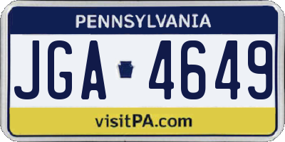 PA license plate JGA4649