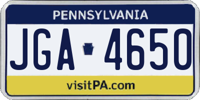 PA license plate JGA4650