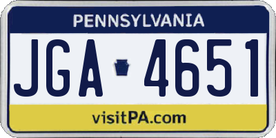 PA license plate JGA4651