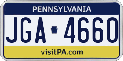 PA license plate JGA4660