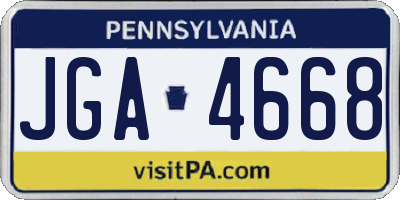 PA license plate JGA4668