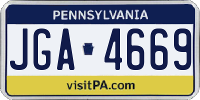 PA license plate JGA4669
