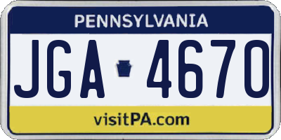 PA license plate JGA4670