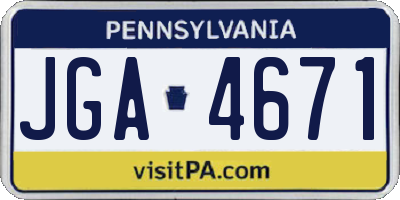 PA license plate JGA4671