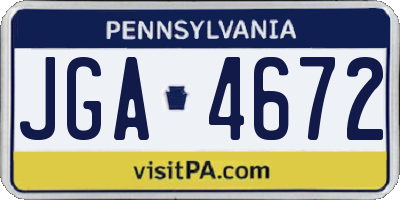PA license plate JGA4672
