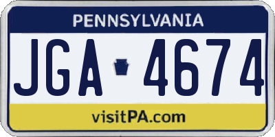 PA license plate JGA4674