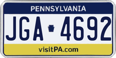 PA license plate JGA4692
