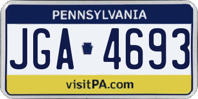 PA license plate JGA4693