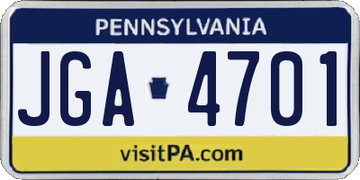 PA license plate JGA4701