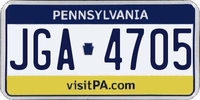 PA license plate JGA4705