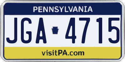 PA license plate JGA4715