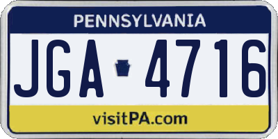 PA license plate JGA4716