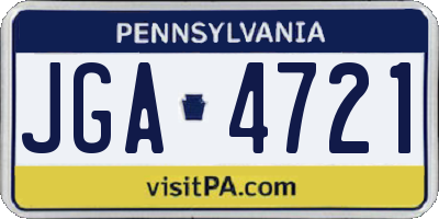 PA license plate JGA4721