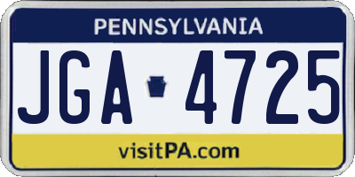 PA license plate JGA4725