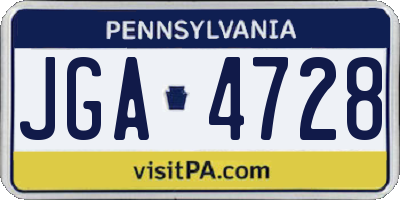 PA license plate JGA4728