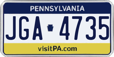 PA license plate JGA4735