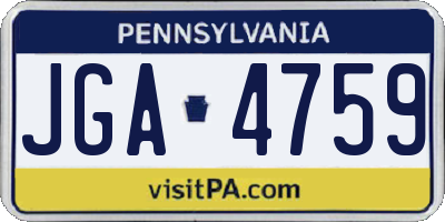 PA license plate JGA4759