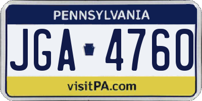 PA license plate JGA4760