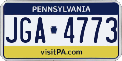 PA license plate JGA4773
