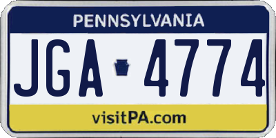 PA license plate JGA4774