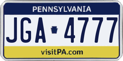 PA license plate JGA4777