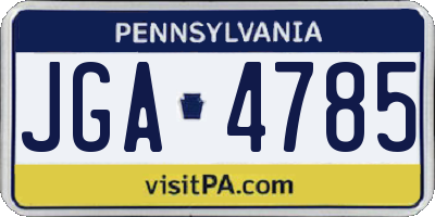 PA license plate JGA4785