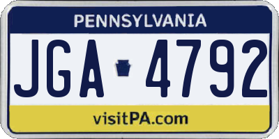 PA license plate JGA4792
