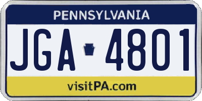 PA license plate JGA4801