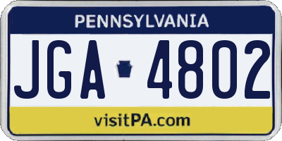 PA license plate JGA4802